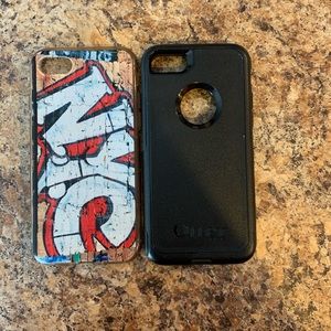 IPhone 6s cases, black otter box and graphic case
